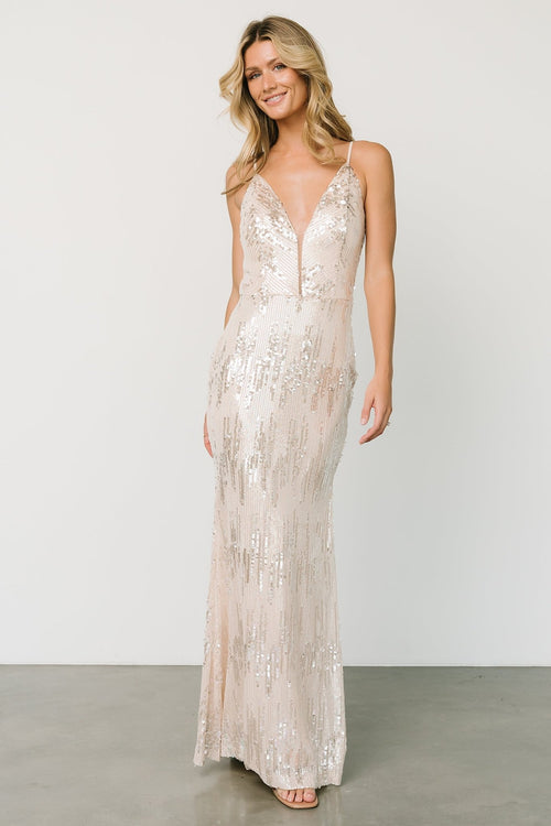 Ellie Shimmer Gown, Dusty Rose