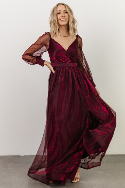 Sofia Velvet Maxi Dress, Mulberry