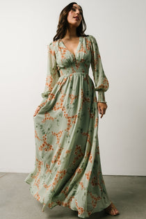 Bria Maxi Dress, Green Floral
