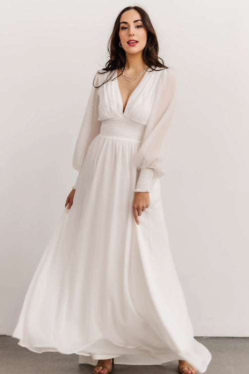 Jovani Dress JB24653  Chic White Dress with Deep Plunge Neckline & Bodice  Bow Accent