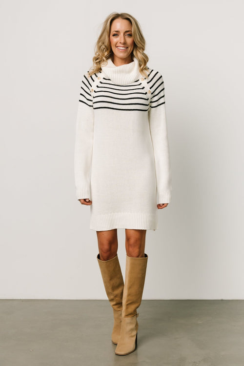 Born Flinders | Oatmeal + Baltic Sweater Dress | Navy