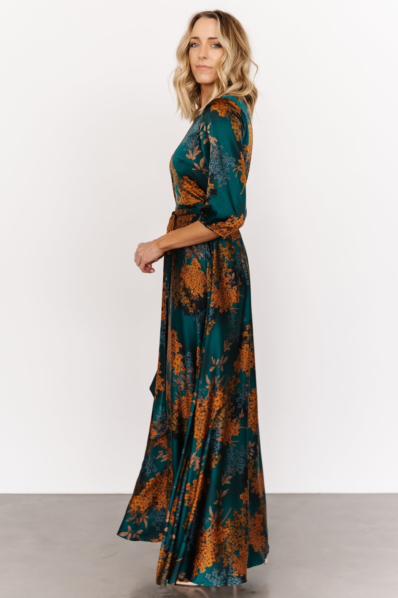 Paula Satin Maxi Dress | Jade Multi | Baltic Born