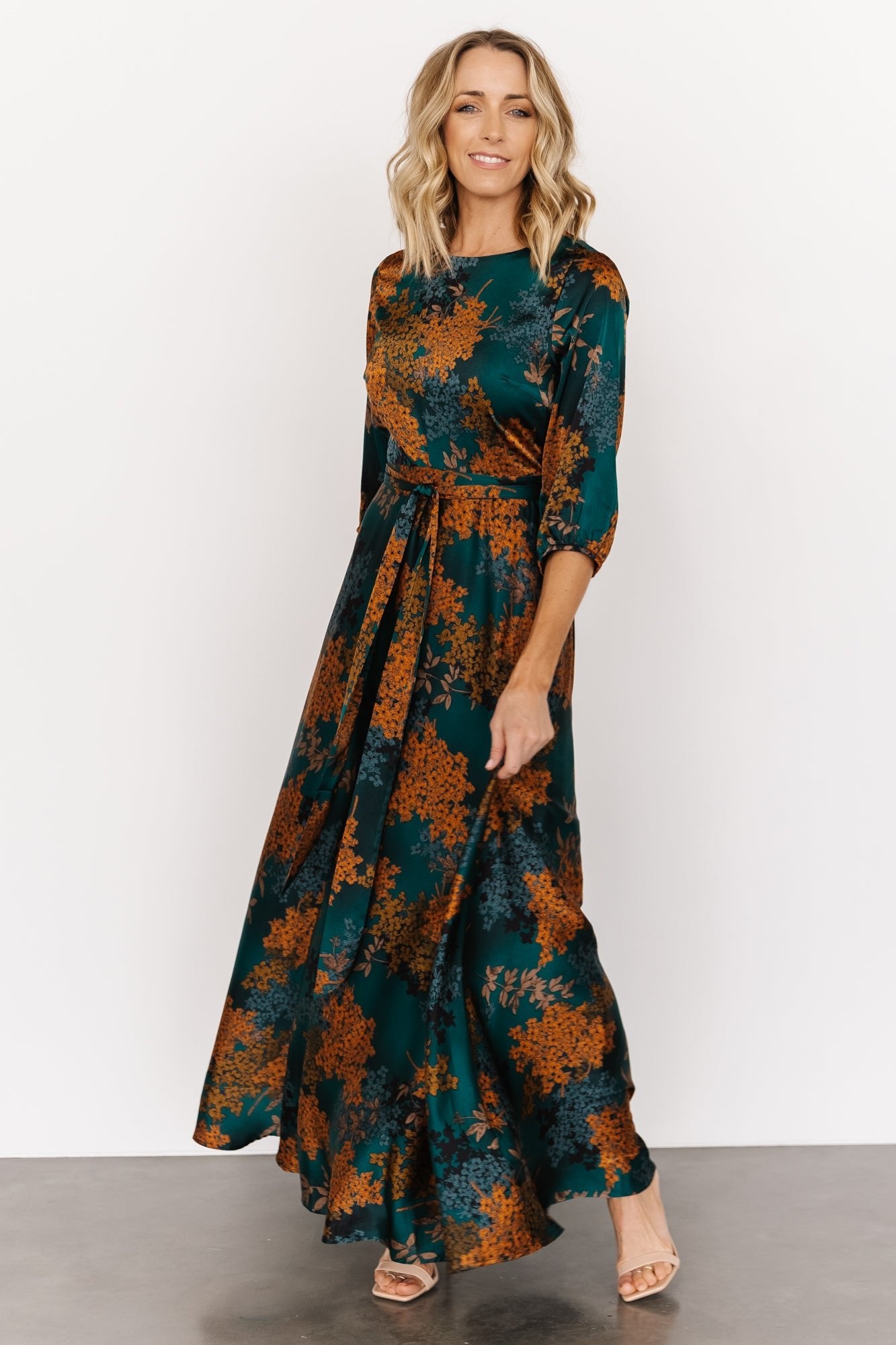 Paula Satin Maxi Dress | Jade Multi