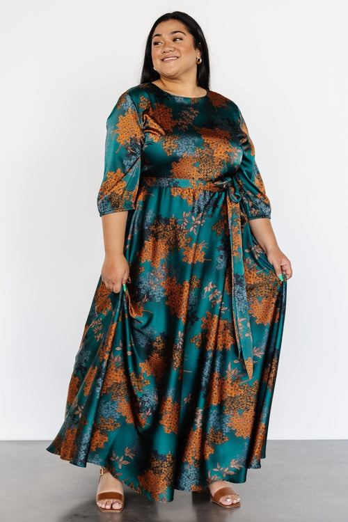 Multicolor Abstract Floral Printed Smoked Maxi Dress, EST-SEW-819