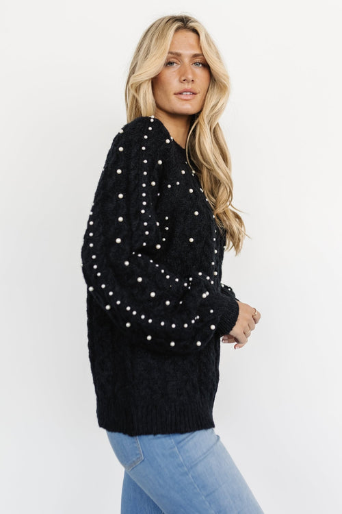 SWEATER OVERSIZE - KNIT PEARL black