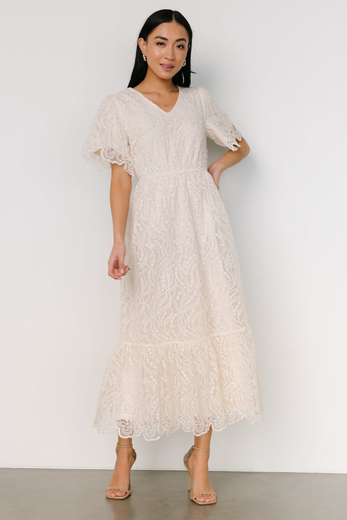 Eldora Lace Midi Dress, Off White
