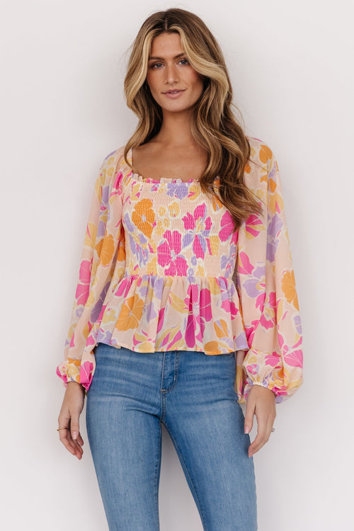 Multi Patch Peplum Top