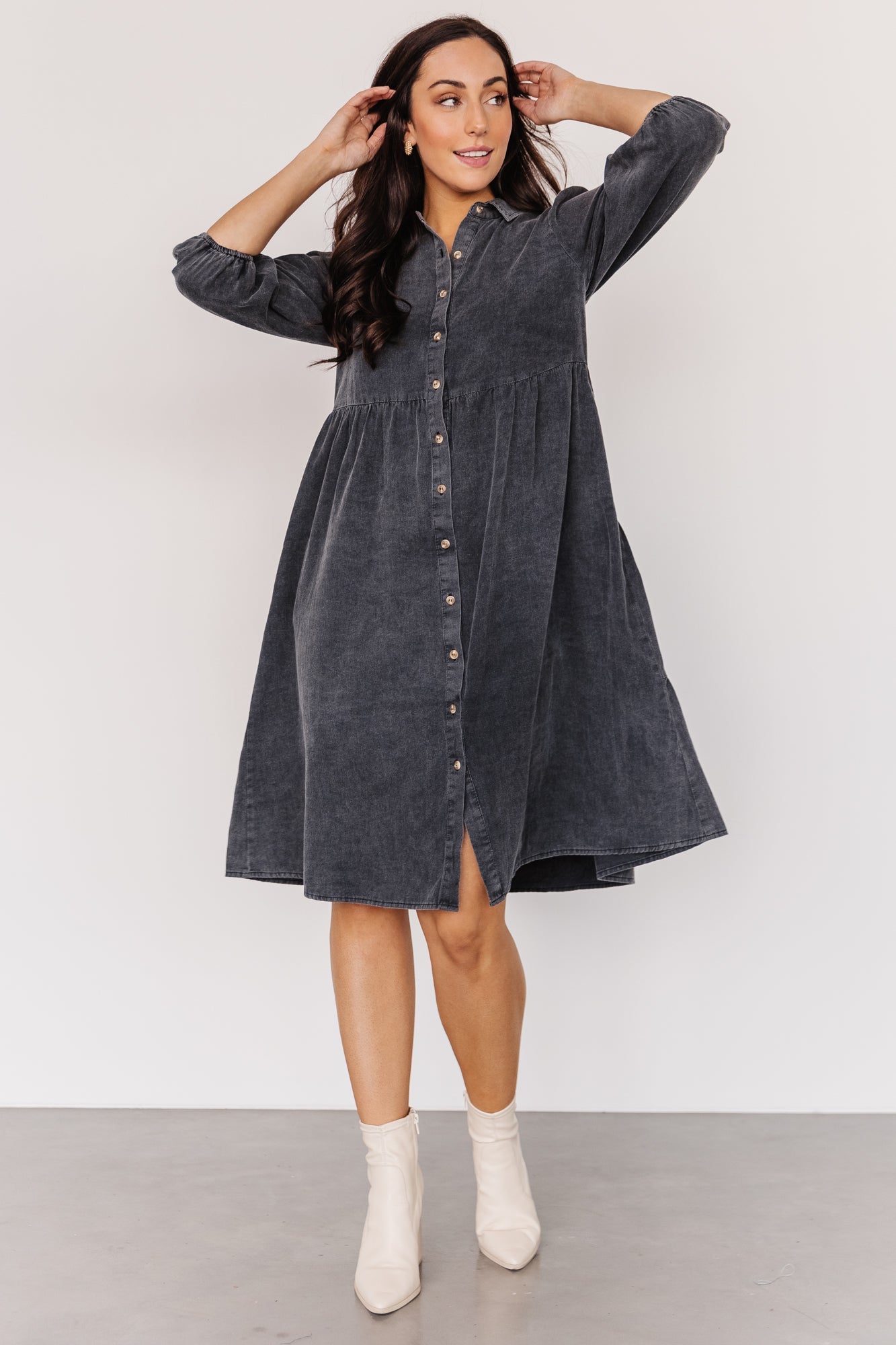 Sari Babydoll Dress | Washed Black