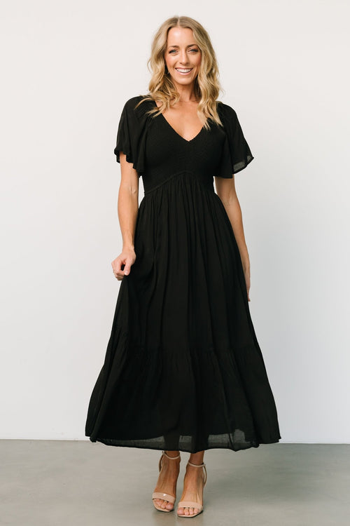 Eldora Lace Midi Dress, Black