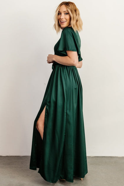 Sicily Satin Maxi Dress | Emerald | Baltic Born