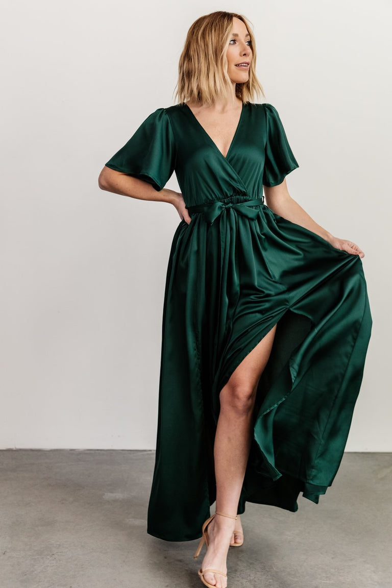 Sicily Satin Maxi Dress | Emerald | Baltic Born