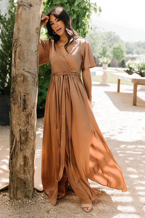 Goddess In Bronze Maxi Dress - Bronze - H&O