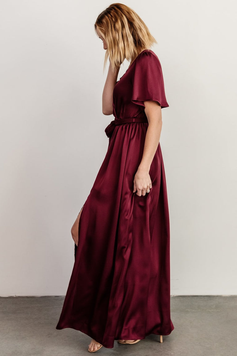 Sicily Satin Maxi Dress | Mulberry | Baltic Born