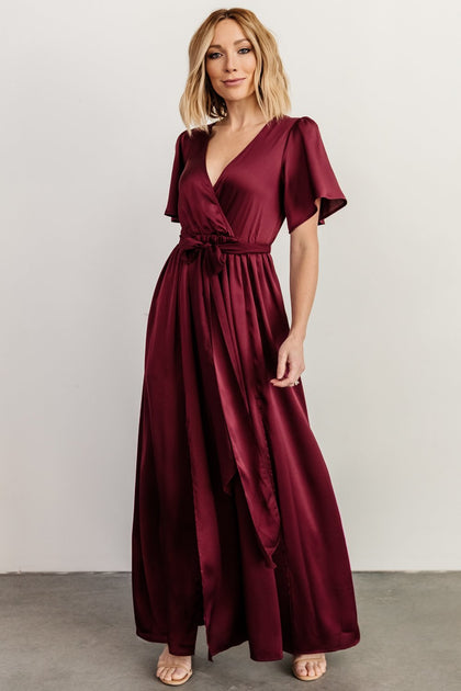 Sicily Satin Maxi Dress | Mulberry | Baltic Born