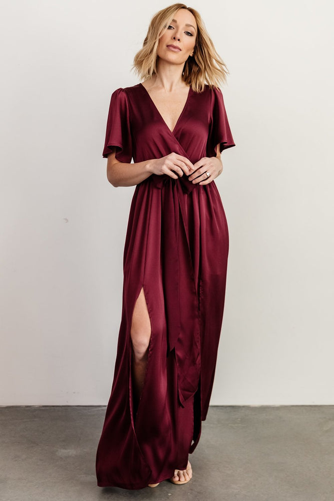 Sicily Satin Maxi Dress | Mulberry | Baltic Born