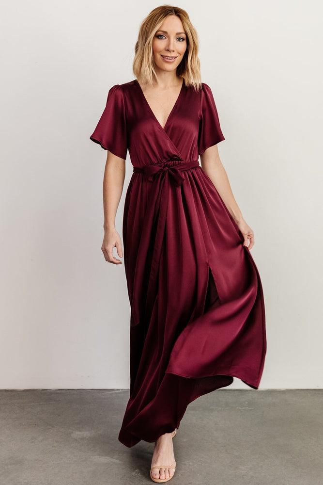 Sicily Satin Maxi Dress | Mulberry | Baltic Born