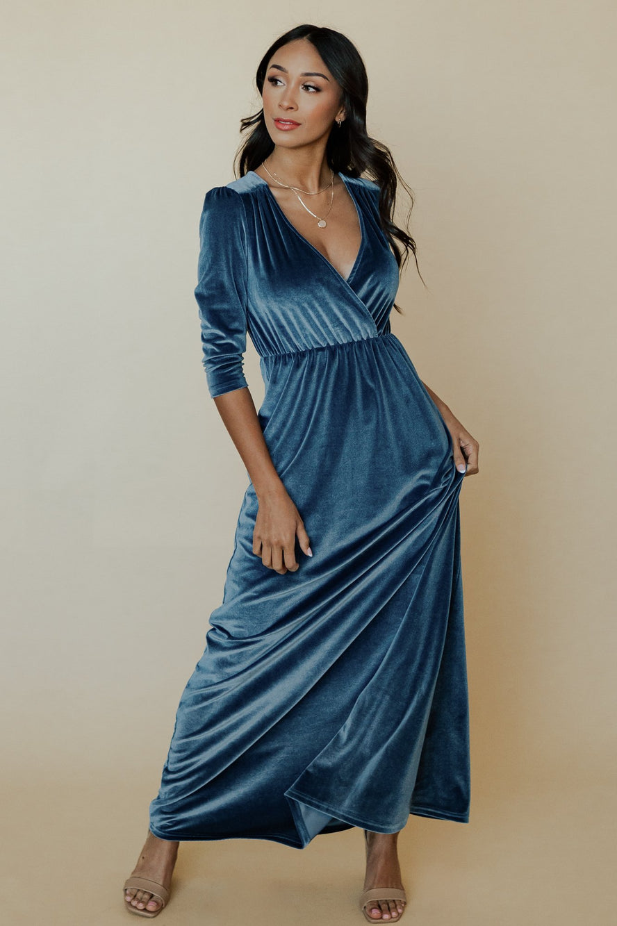 Sofia Velvet Maxi Dress | Blue | Baltic Born