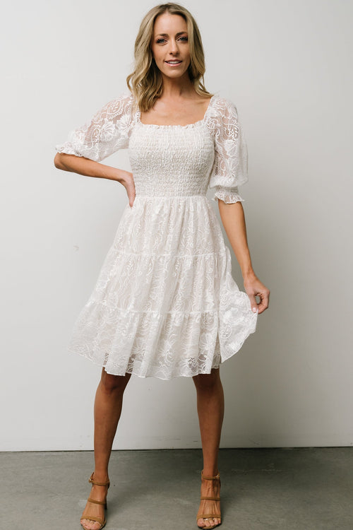 Elaina Lace Midi Dress | Off White