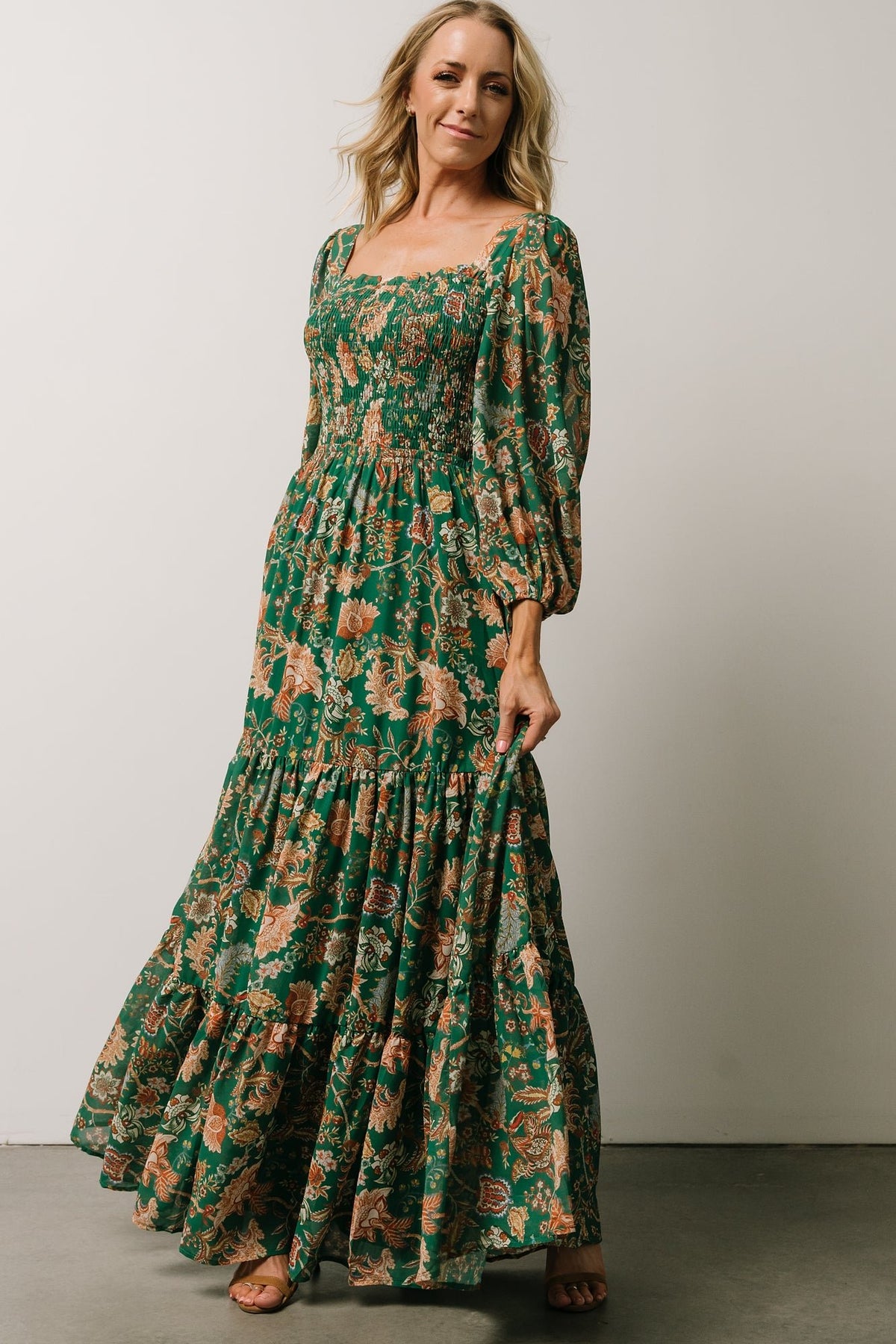 Ventura Cross Back Maxi Dress | Green Multi Print | Baltic Born