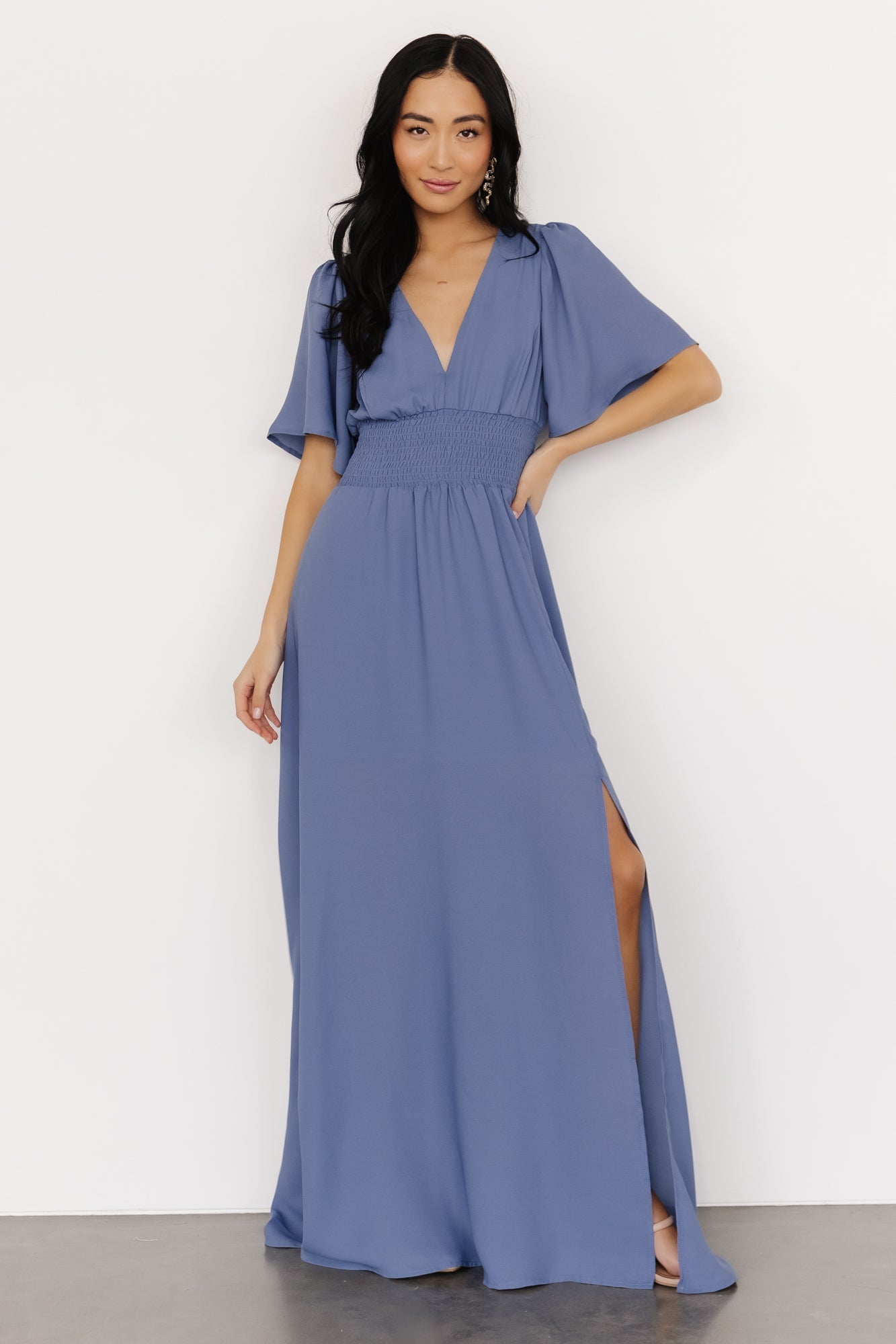 Verona Smocked Maxi Dress | Blue | Baltic Born