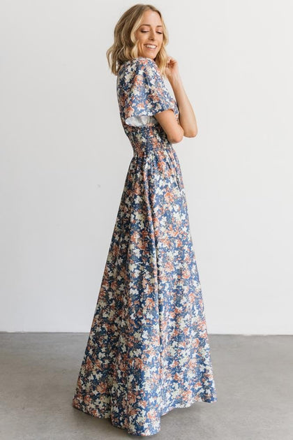 Verona Smocked Maxi Dress | Blue Floral | Baltic Born