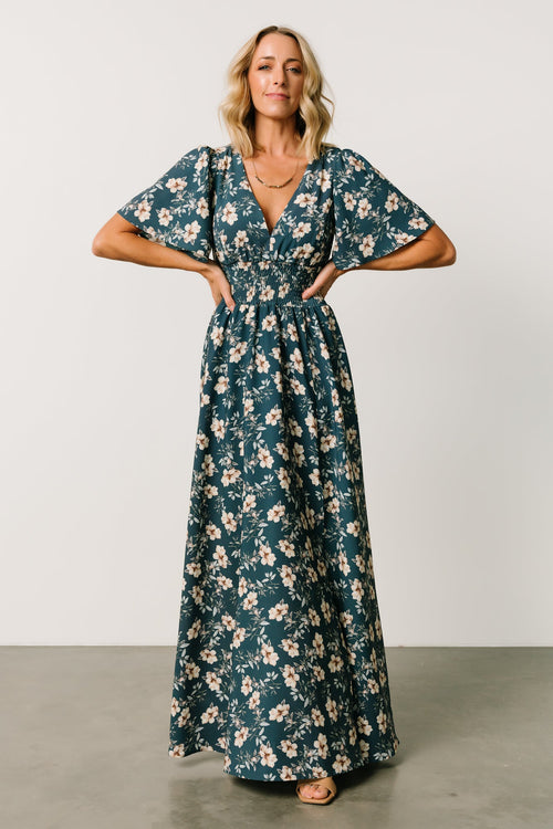 Hailey Wrap | Floral Seafoam Maxi | Baltic Dress Multi Born