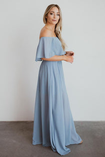 Victoria Off Shoulder Maxi Dress | Light Blue | Baltic Born