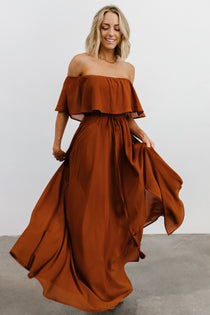 Pippa Ruffle Maxi Dress, Camel