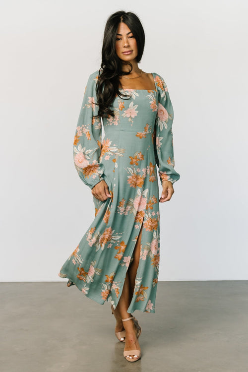 Hailey Wrap Maxi Dress | Seafoam Multi Floral | Baltic Born
