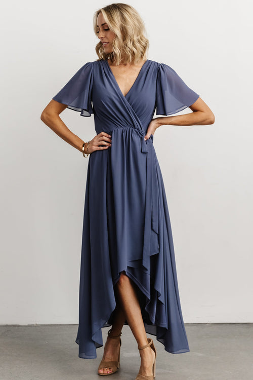 Palermo Wrap-Effect Dress misty blue | finiscapital.com