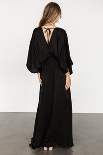 Perla Pleated Midi Dress | Black