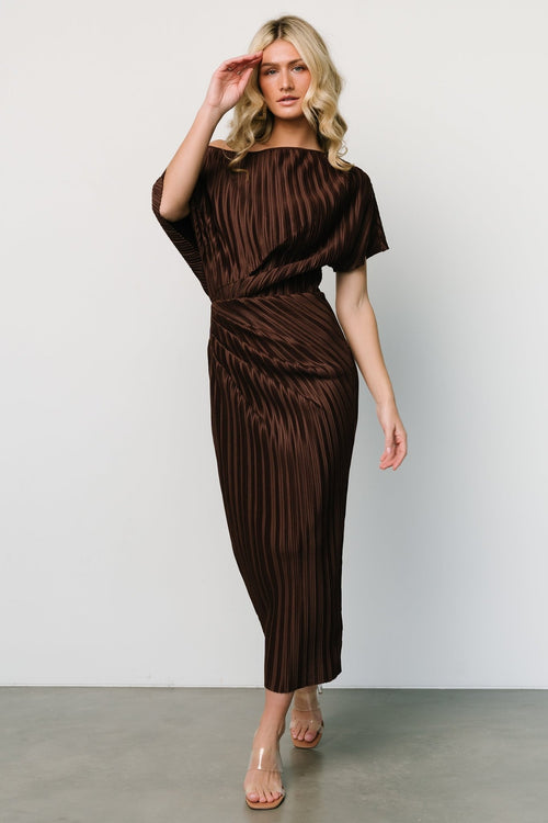 Long sleeve pleated midi dress- Ales | Vestidos de fiesta, Vestidos,  Cocteles