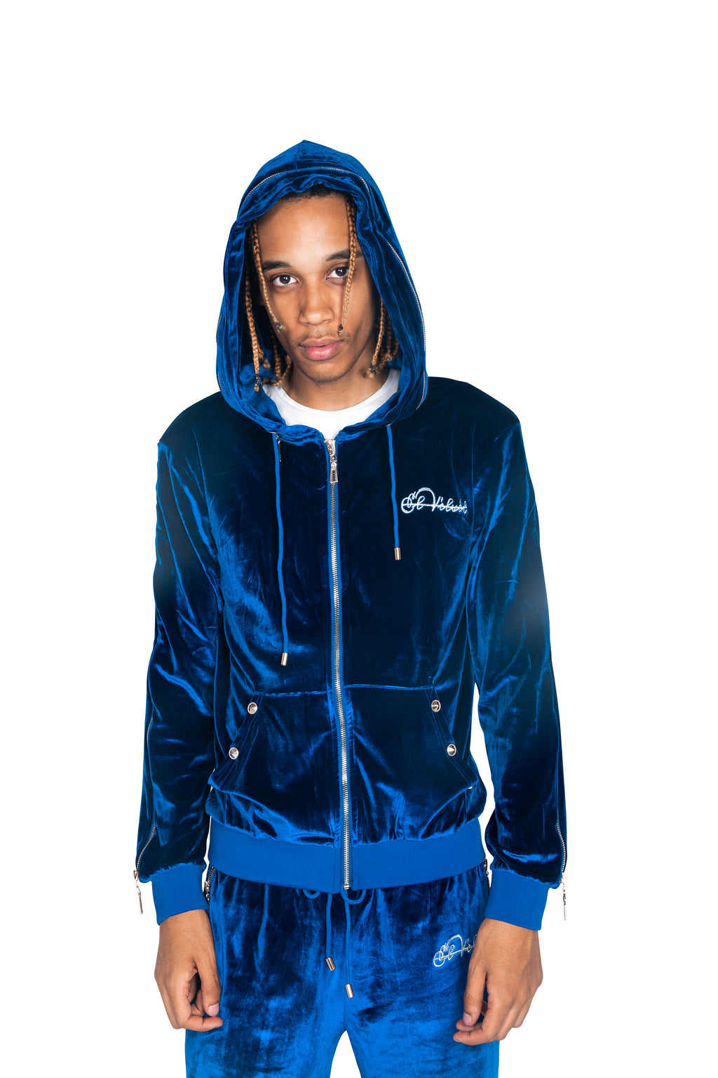 Adidas Velour Tracksuit Blue