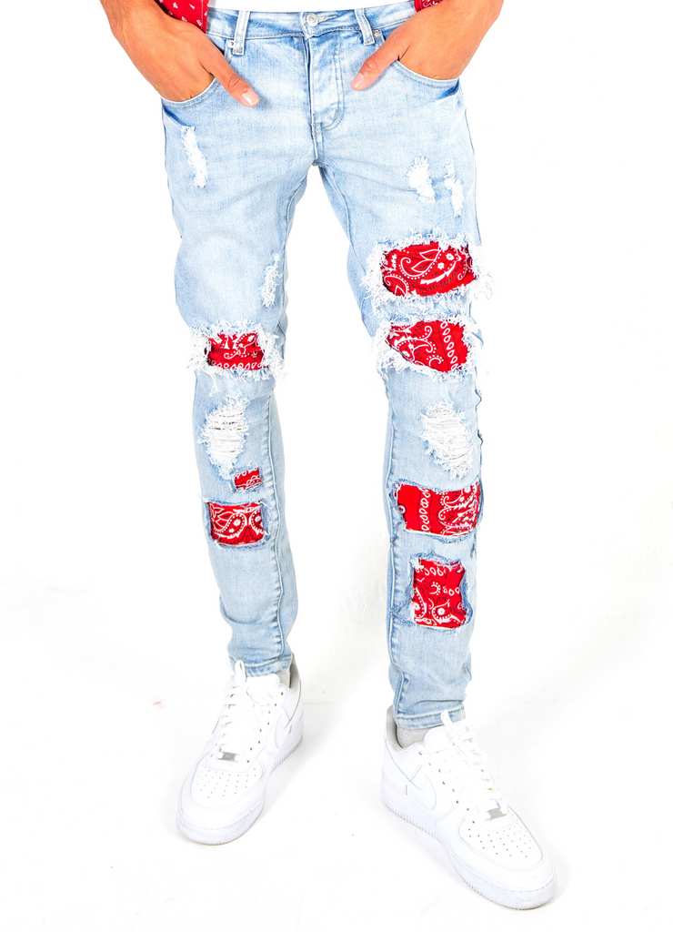 bandana patch work jeans｜TikTok Search