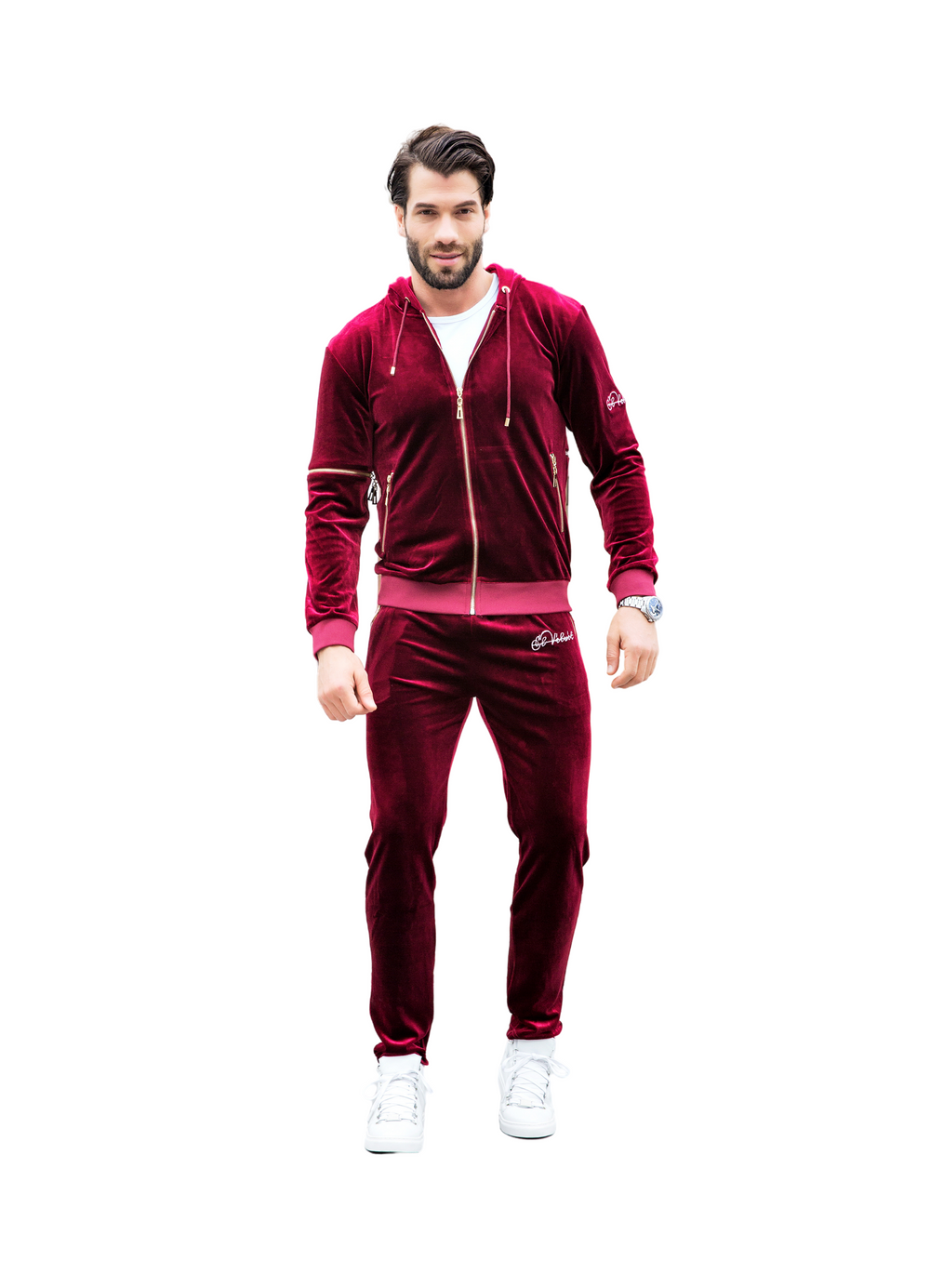 Men's Red Burgundy Vélvét Full Tracksuit – El Vélvét