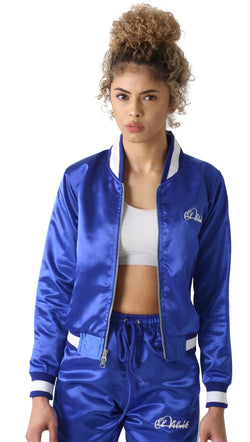 blue satin tracksuit