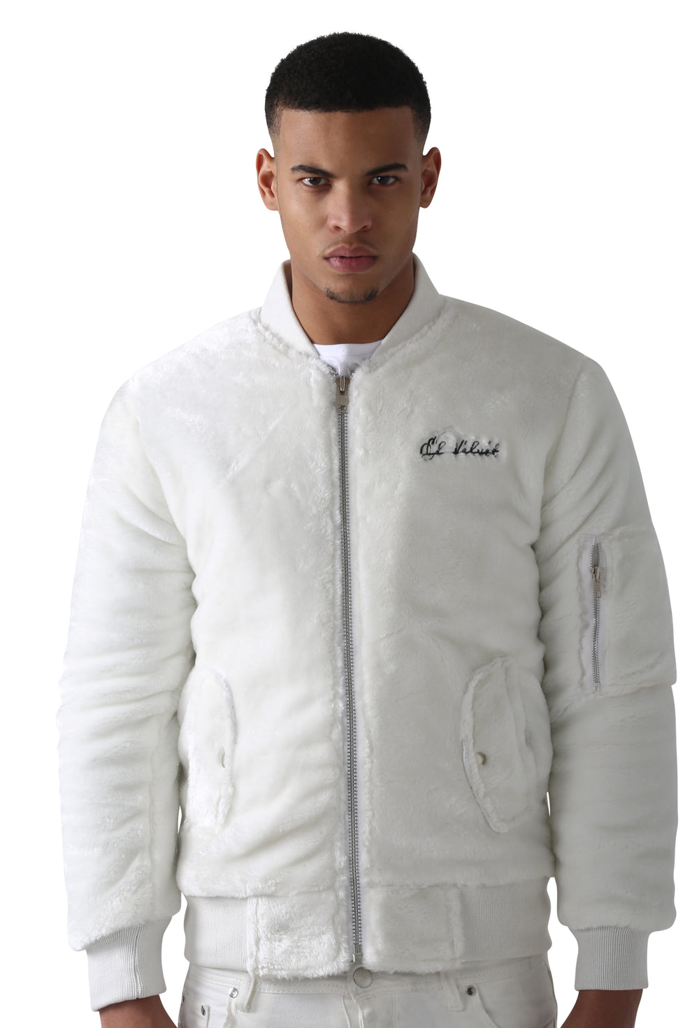 Download White Triple Zipper Ranch Fur Bomber Jacket - El Vélvét