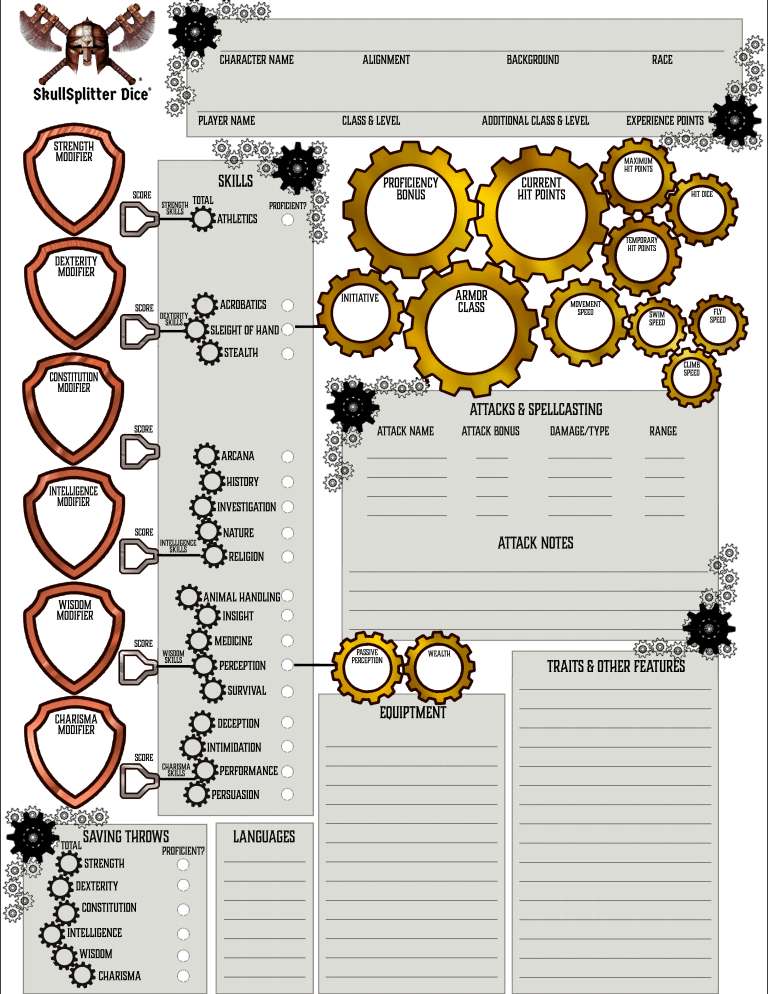 Dnd character sheets printable