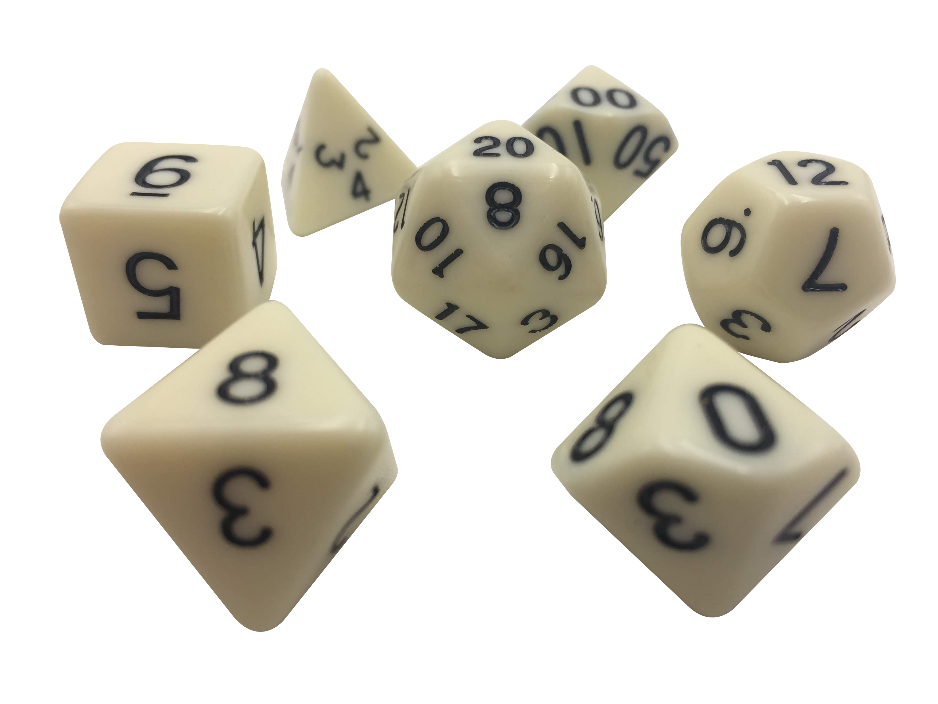 White Numbered Dice White Polyhedral Rpg Dice Skullsplitter Dice