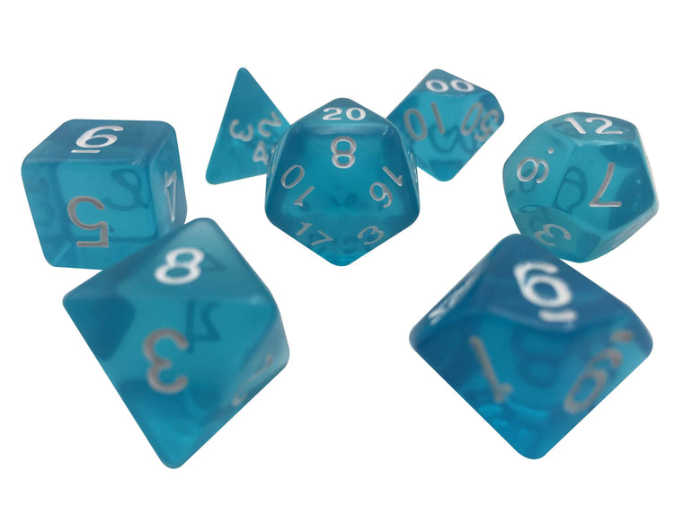 Light Blue Translucent Color Set 7 Polyhedral Rpg Dice With White Nu Skullsplitter Dice Light Blue Translucent Color Set 7 Polyhedral Rpg Dice With White Nu Skullsplitter Dice