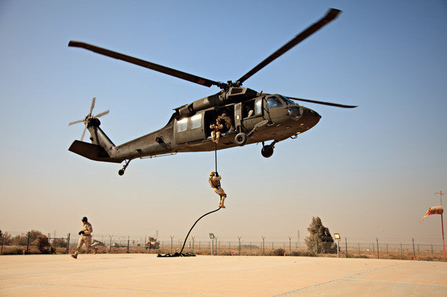 Military Repelling From Helicopter