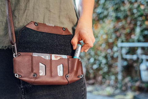 roam clutch leather purse shoulder strap