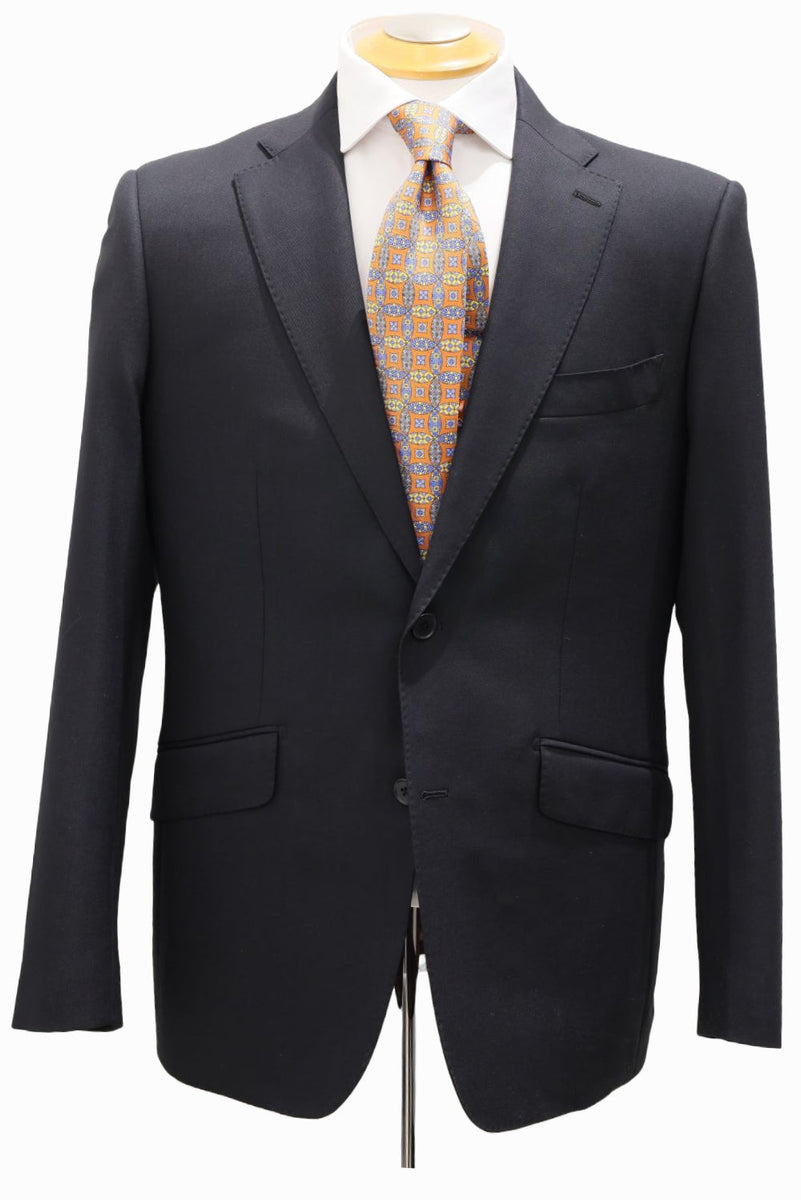 SOLID BLACK SUPER 130S WOOL SUIT_#R#– Just White Shirts
