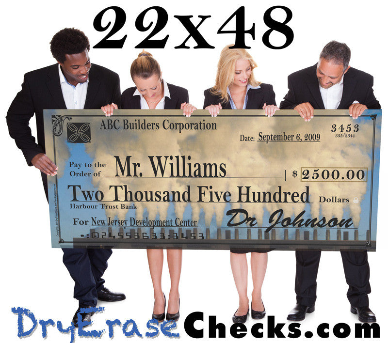 Giant Check 22" x 48" Large Size Big Check - Include your ...