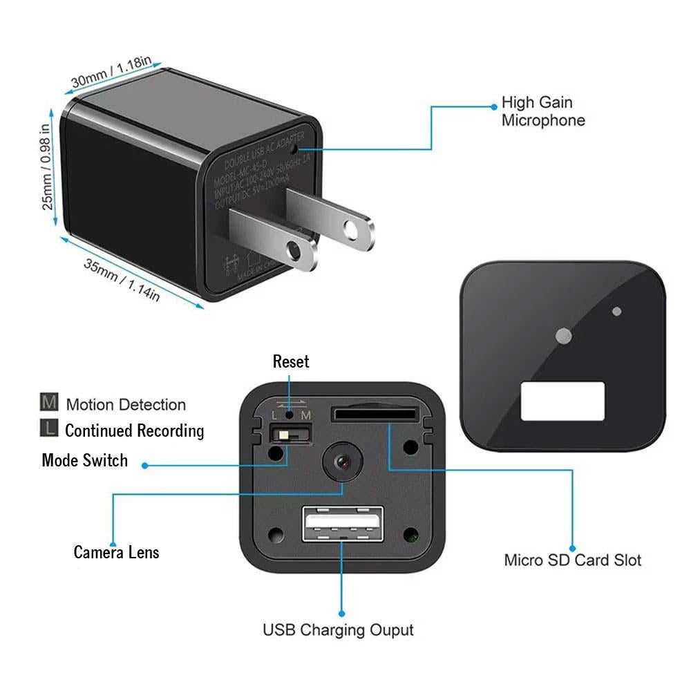 HD Mini Cube Phone Charger DVR Hidden Camera - SSS Corp.