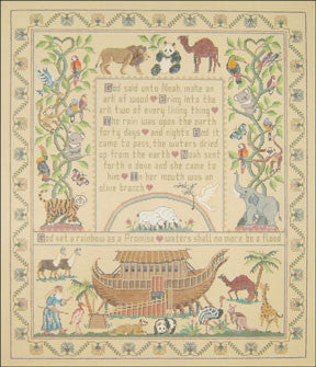 Noah's Ark is a colorful and contemporary needlepoint Christmas stocking kit  by Jolly Red. – Needlepoint For Fun