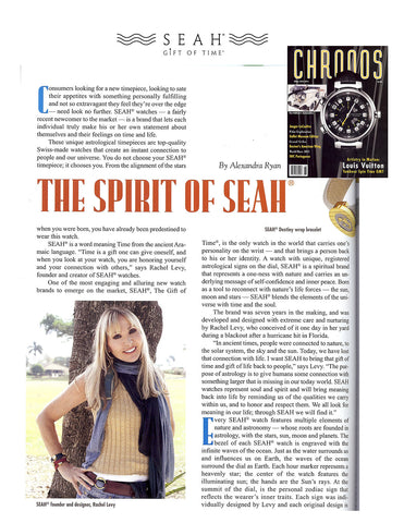 Designer and ownder of SEAH® Rachel Levy featured in Chronos magazine