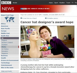 BBC News Emilienne Rebel Cancer hat award