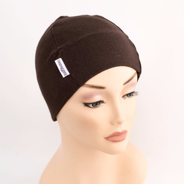 Brown Plain Bold Beanies Hat Cancer Chemo Alopecia Cap