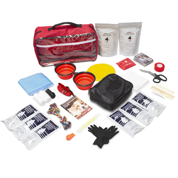 Grab a Basic or Deluxe Emergency Supplies Kit for your Dog or Cat. 